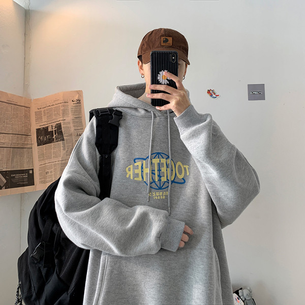 Casual  ανδρικό φούτερ με κουκούλα φούτερ και γράμματα