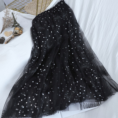 Καθημερινή γυναικεία φούστα  με ελαστική μέση και τούλι