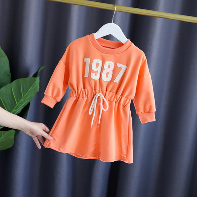 Casual παιδικό φόρεμα για κορίτσια με μακριά μανίκια και κορδόνια