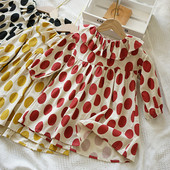 Ανοιξιάτικο γυναικείο φόρεμα πουά με μακριά μανίκια