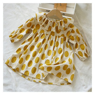 Ανοιξιάτικο γυναικείο φόρεμα πουά με μακριά μανίκια