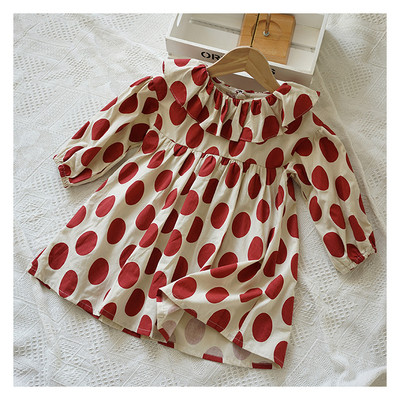 Ανοιξιάτικο γυναικείο φόρεμα πουά με μακριά μανίκια