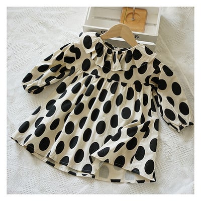 Ανοιξιάτικο γυναικείο φόρεμα πουά με μακριά μανίκια