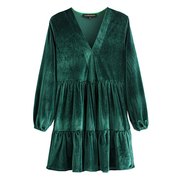 Lühikese lõikega V-kaelusega sametkleit