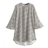 Trumpo kirpimo suknelė su 7/8 lotoso rankovėmis