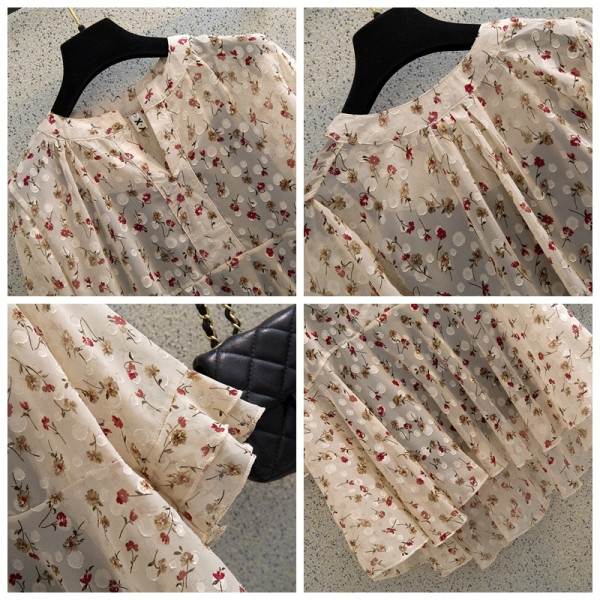 Naujo modelio moteriška palaidinė plačiomis 3/4 rankovėmis ir gėlių motyvais