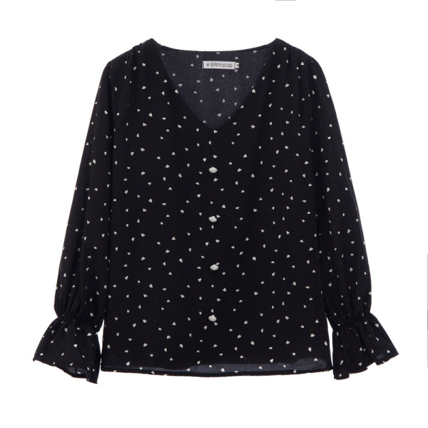 Νέο μοντέλο γυναικείο πουκάμισο με λαιμόκοψη και μανίκια λωτού - καρδιά