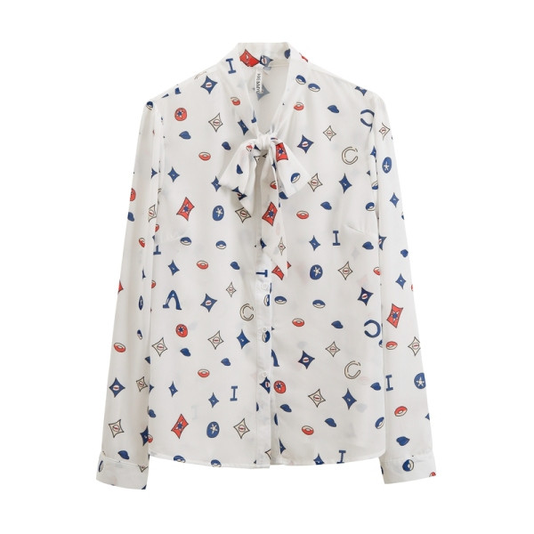 Hétköznapi női ing fűzővel és hosszú sifon ujjal