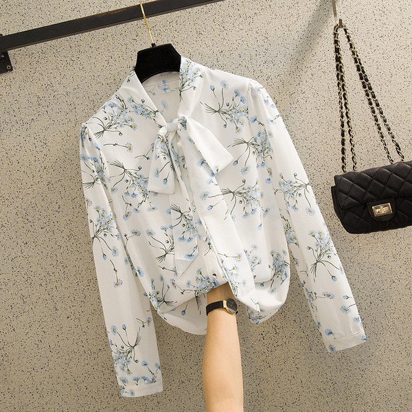 Új modell női ing szalaggal és sifon virágos motívumokkal