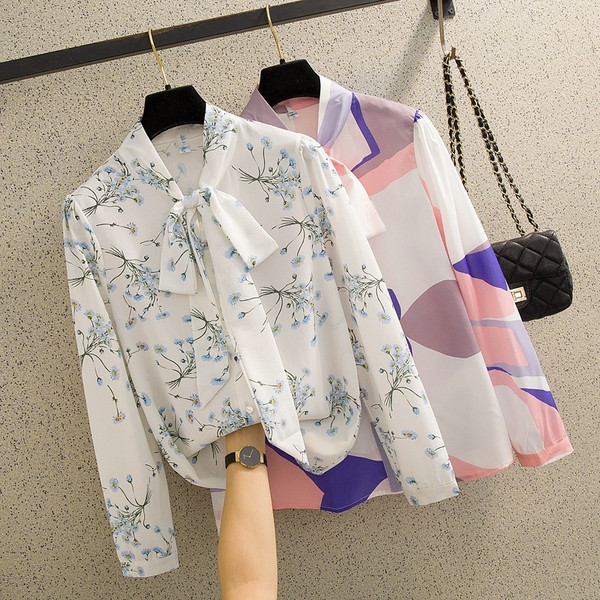 Új modell női ing szalaggal és sifon virágos motívumokkal