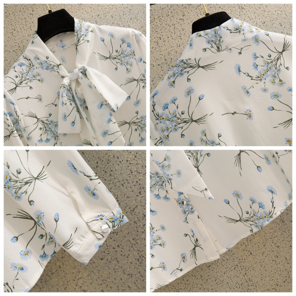 Új modell női ing szalaggal és sifon virágos motívumokkal