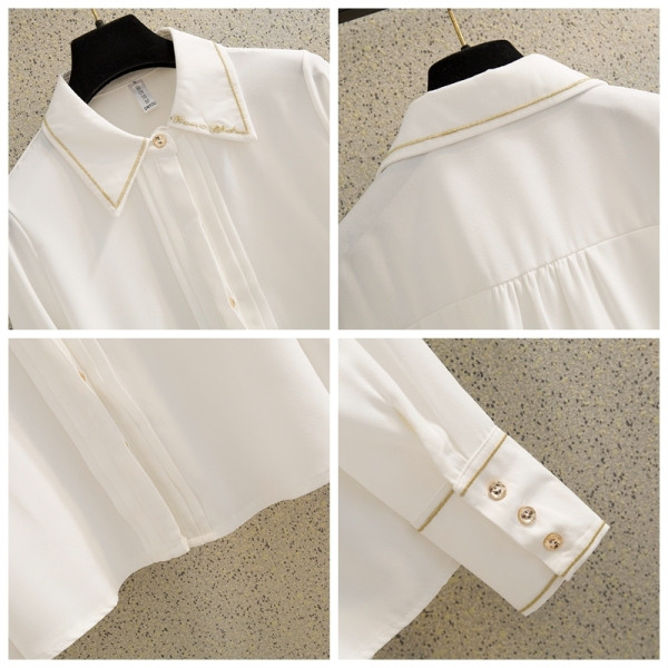 Stilīgs sieviešu krekls ar izšuvumu un klasisku apkakli