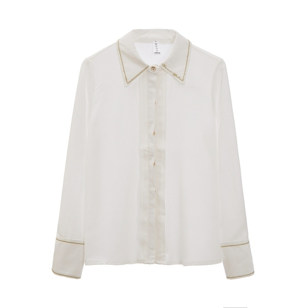 Stilīgs sieviešu krekls ar izšuvumu un klasisku apkakli