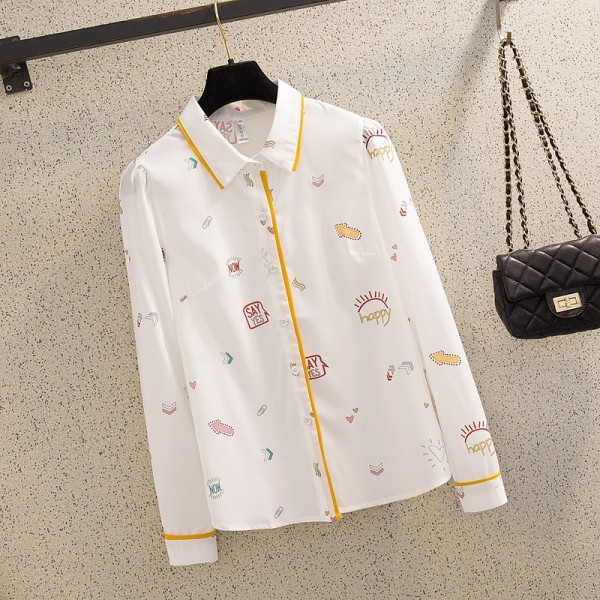 Sieviešu krekls ar klasisku apkakli un garām piedurknēm