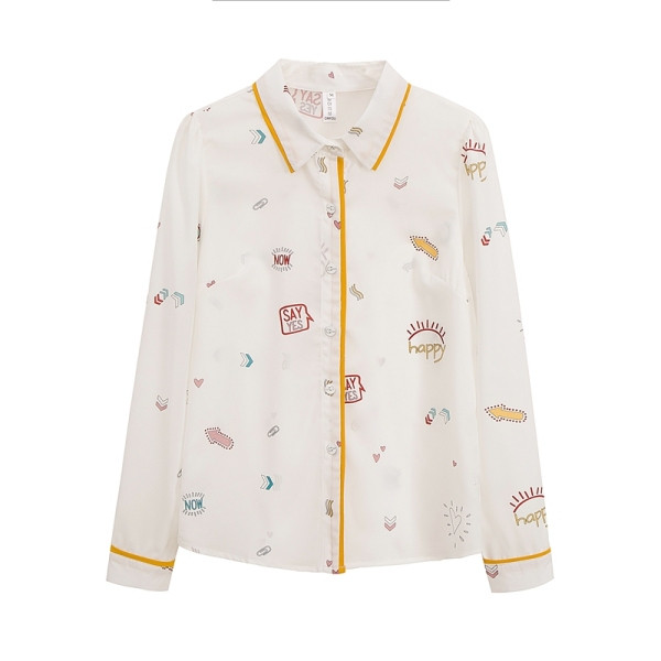 Sieviešu krekls ar klasisku apkakli un garām piedurknēm