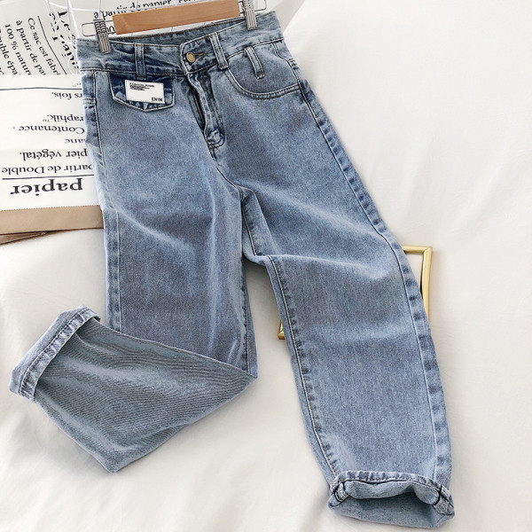 Modern női farmer magas derékkal - egyenes modell