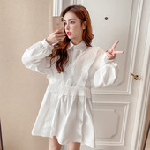 Lezser női hosszú ing klasszikus gallérral és gombokkal