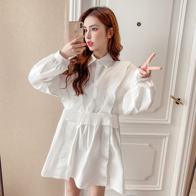 Lezser női hosszú ing klasszikus gallérral és gombokkal