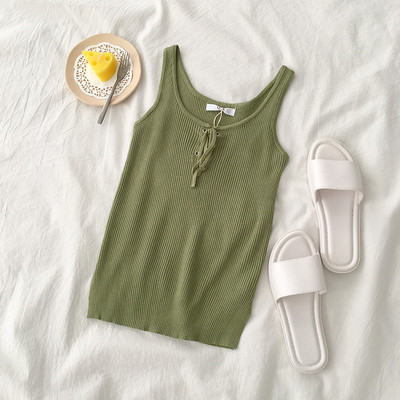 Γυναικείο αμάνικο  με λαιμόκοψη και κορδόνια