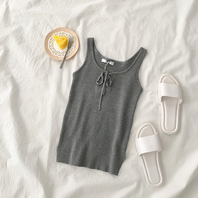 Γυναικείο αμάνικο  με λαιμόκοψη και κορδόνια