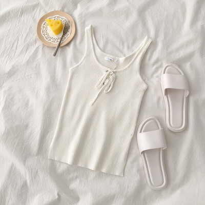 Γυναικείο αμάνικο  με λαιμόκοψη και κορδόνια