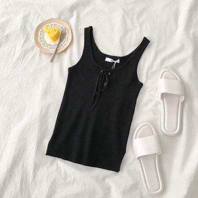 Γυναικείο αμάνικο  με λαιμόκοψη και κορδόνια