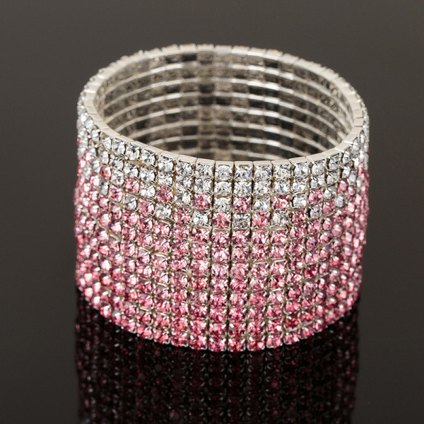 Elegantna ženska narukvica s ružičastim kamenčićima