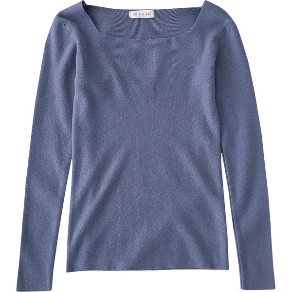 Ikdienas sieviešu blūze ar kvadrātveida kakla izgriezumu un garām piedurknēm