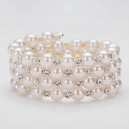 Stilinga moteriška apyrankė su perlais ir akmenimis