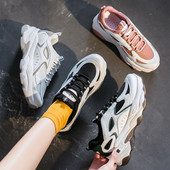 Moteriški rudeniniai sportbačiai grubiu padu ir spalvingais kaklaraiščiais