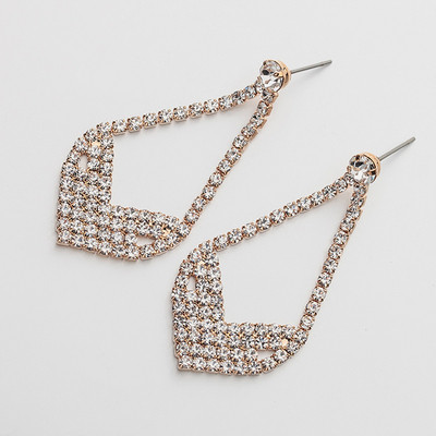 Stílusos női lógó fülbevaló ezüst kövekkel