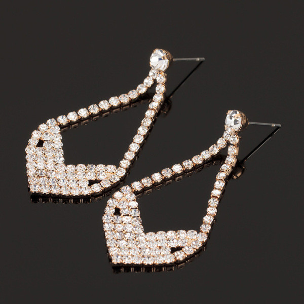 Stílusos női lógó fülbevaló ezüst kövekkel