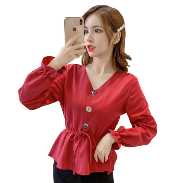 Alkalmi női ing gombokkal és hosszú ujjú