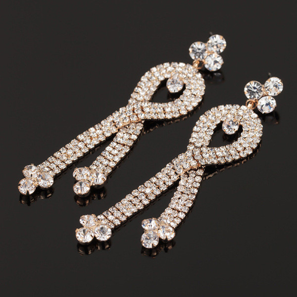 Eleganti sieviešu karājas auskari ar akmeņiem