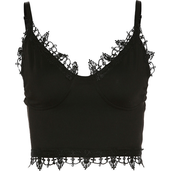 Rövid női felső vékony pántokkal és csipkével