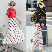 Jauna modeļa sieviešu kroku punktveida svārki ar augstu vidukli