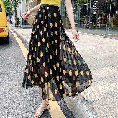 Jauna modeļa sieviešu kroku punktveida svārki ar augstu vidukli