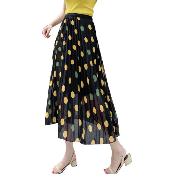 Jauna modeļa sieviešu kroku punktveida svārki ar augstu vidukli