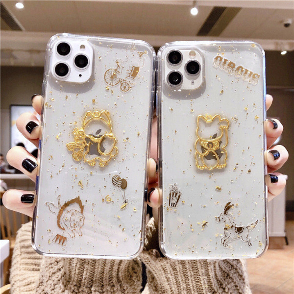 Прозрачен калъф за iPhone 11 Pro Max с златисти частици- два модела