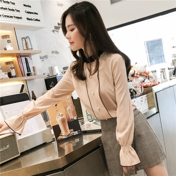 Sieviešu elegants krekls trīs krāsās ar garām piedurknēm