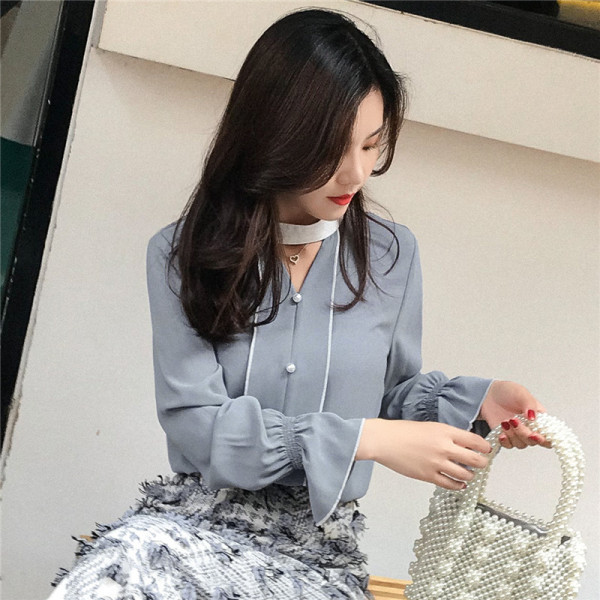 Sieviešu elegants krekls trīs krāsās ar garām piedurknēm