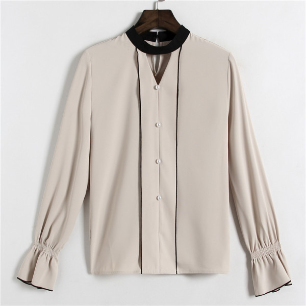 Sieviešu elegants krekls trīs krāsās ar garām piedurknēm