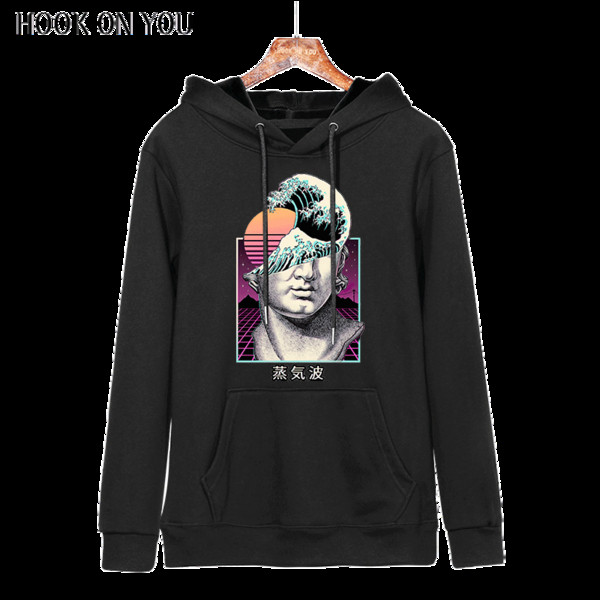 Alkalmi férfi pulóver zsebekkel és kapucnival