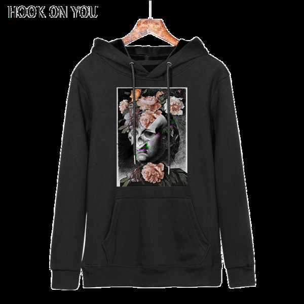 Alkalmi férfi pulóver zsebekkel és kapucnival