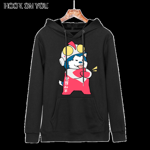 Hanorac barbatesc primavara-toamna cu gluga si aplicatie