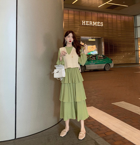 Retro női ruha + rövid kötött mellény