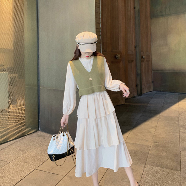 Retro női ruha + rövid kötött mellény