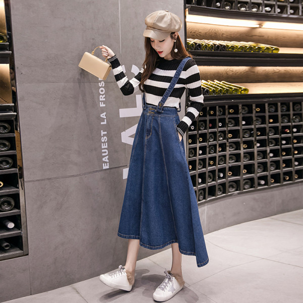 Sieviešu garie džinsa svārki ar augstu vidukli - piegriezuma modelis