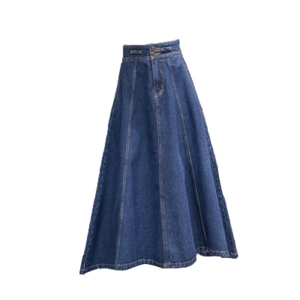 Sieviešu garie džinsa svārki ar augstu vidukli - piegriezuma modelis