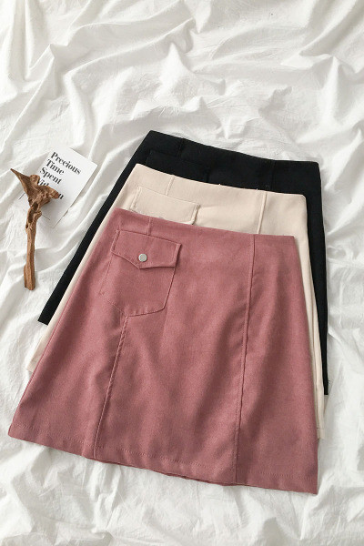 Fusta de dama model nou cu buzunar si talie inalta
